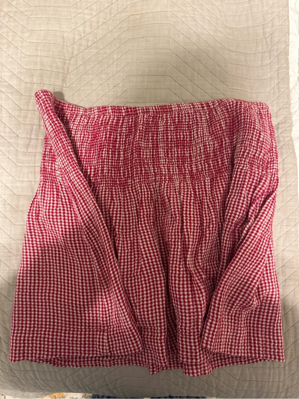 GAP Red Gingham Mini Skirt with Smocked Waist - Picture 2 of 3
